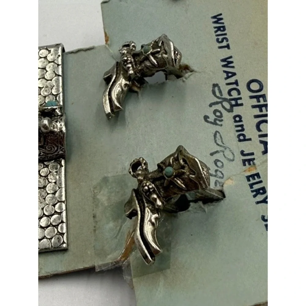 Vintage Roy Rogers Cuff Links and Tie Clasp/Bar Wrist Watch Jewelry Set